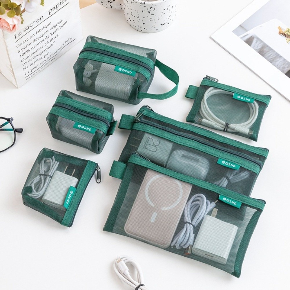 Cosmetic Bags - Dayanıklı Naylon Şeffaf Saklama Çantası, Kare