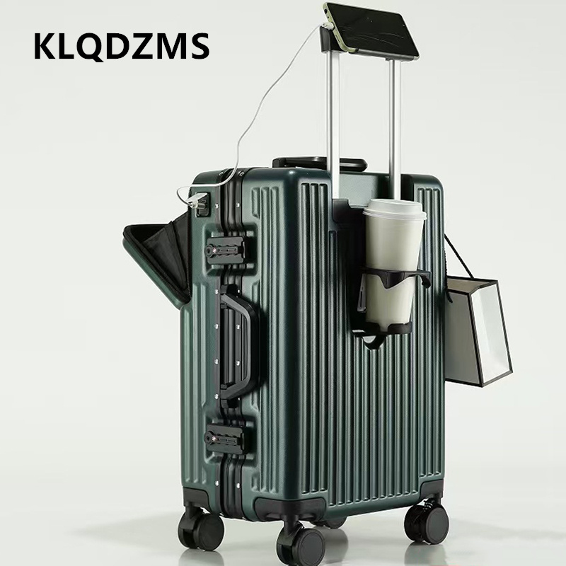 Front Opening Laptop Luggage 24 Inch - KLQDZMS Çok Fonksiyonlu Bavul Ön Açılır