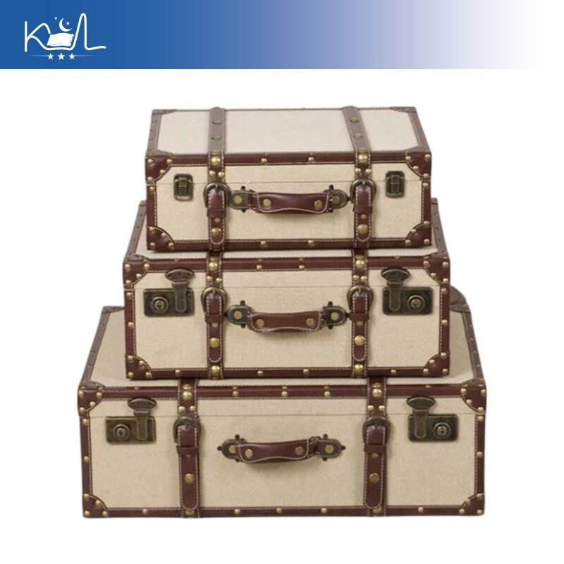Vintage Keten Kumaş Saklama Sa - Retro Vintage Trunk Suitcase incelemesi ve fiyatı