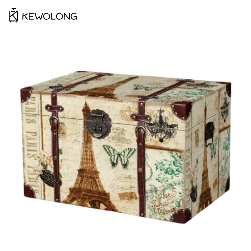 Vintage Ekose Baskılı Ahşap Sa - Retro Vintage Trunk Suitcase incelemesi ve fiyatı