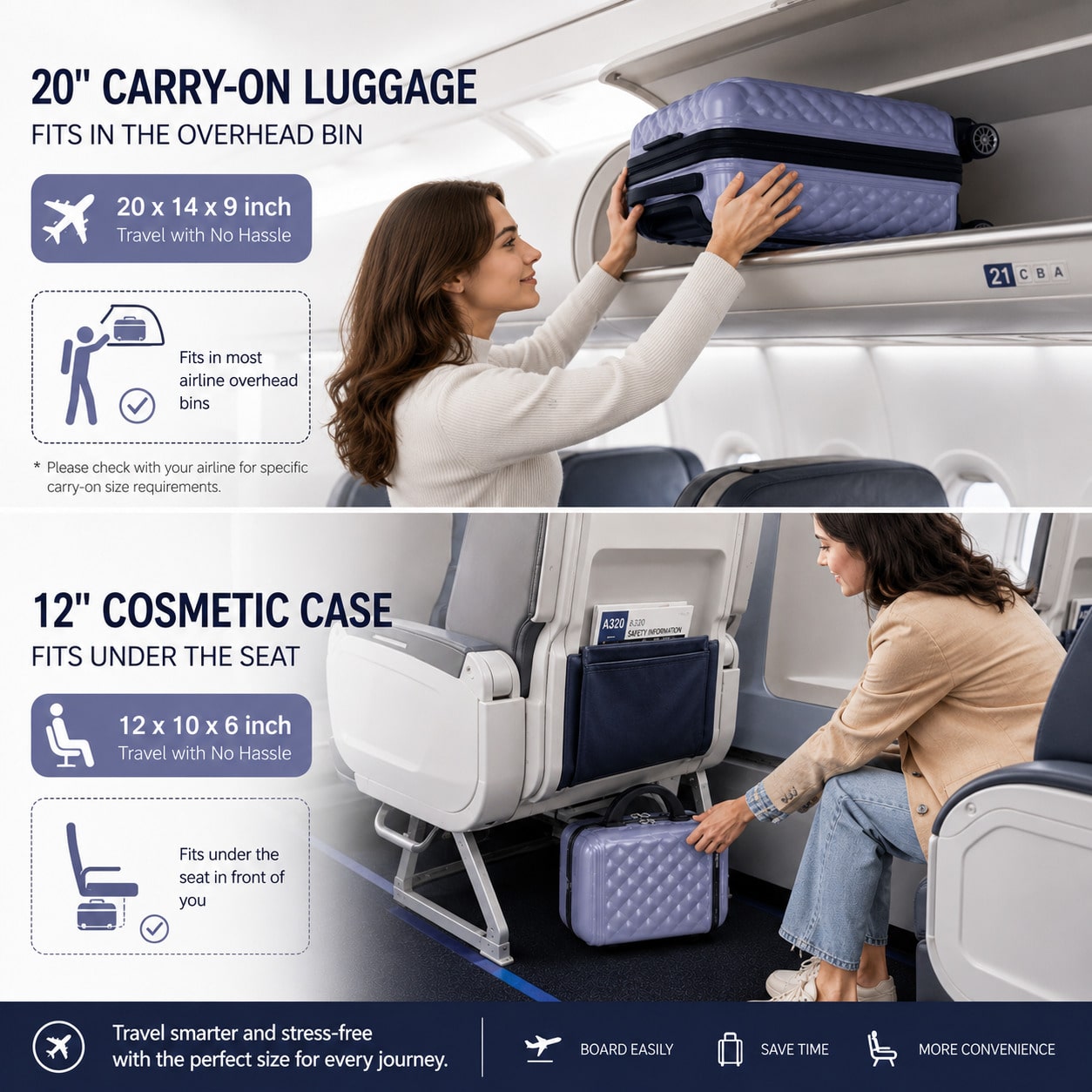 2 Adet El Bagajı Seti, 20 İnç  - Cabin Size Lightweight Travel Trolley incelemesi ve fiyatı