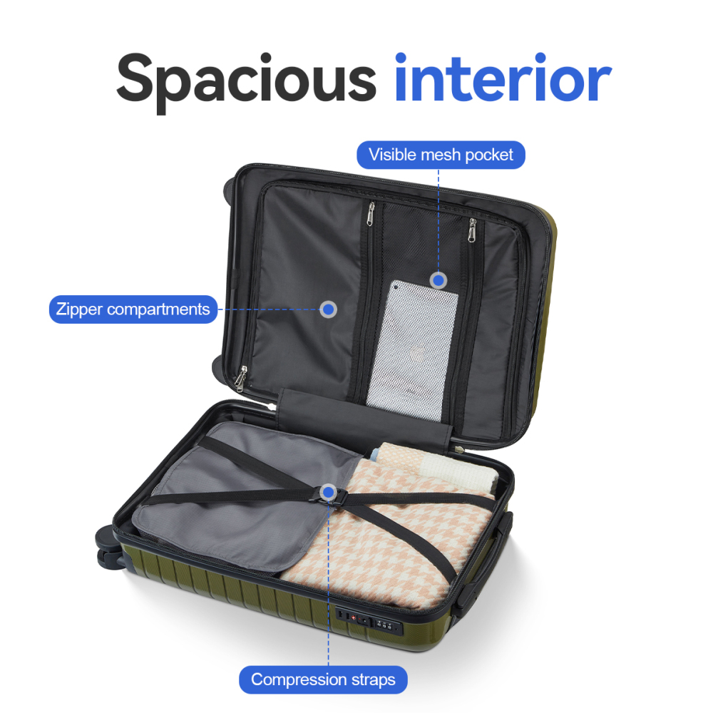 5 Parçalı PP Sert Kabuklu Vali - Spinner Wheel Rolling Suitcase 20 Inch incelemesi ve fiyatı